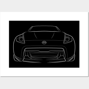 front/profile Nissan 370Z - stencil, white Posters and Art